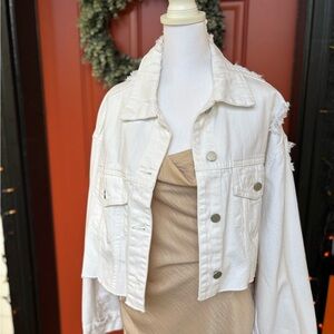 Just Black White Cropped Jean Jacket